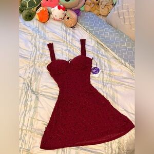 Windsor Burgundy Beaded Mini Dress